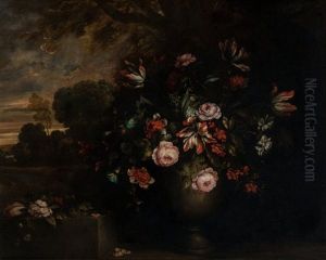 Floral Still Life In A Landscape Floral Still Life In A Landscape