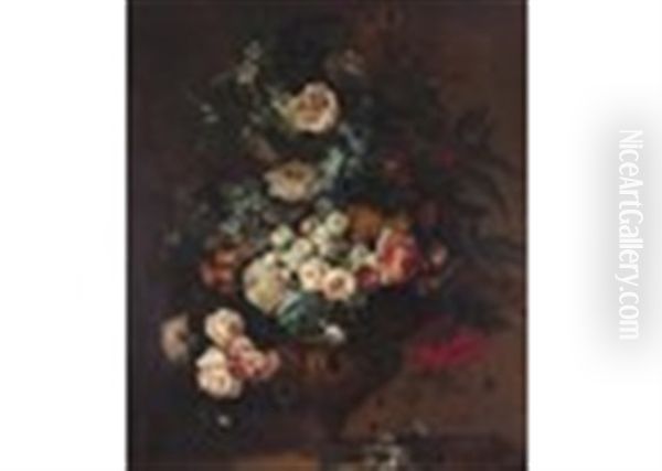 Still Life Of Summer Flowers In An Urn - view 1
