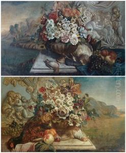 Urnes De Fleurs Et Oiseaux by Jean-Baptiste Monnoyer