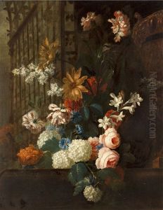 Still Life With Lilacs, Roses, Carnations, Hydrangeas, Polianthes Tuberosa And Cornflower