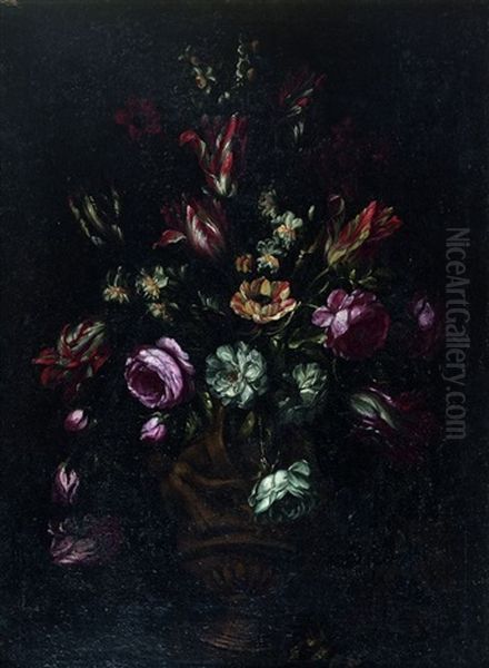 Bouquets De Fleurs Sur Un Entablement (pair) - view 1