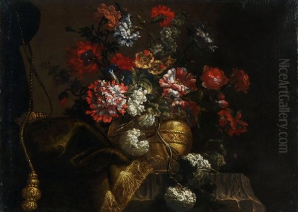 Gegenstucke: Blumenstillleben Mit Draperien Und Quasten (pair) - view 1