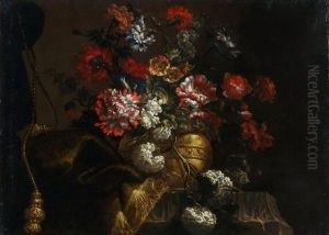 Gegenstucke: Blumenstillleben Mit Draperien Und Quasten (pair)
