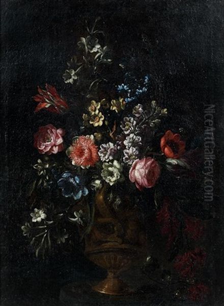 Bouquets De Fleurs Sur Un Entablement (pair) - view 1