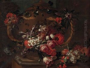 Groses Blumen- Und Fruchtestillleben