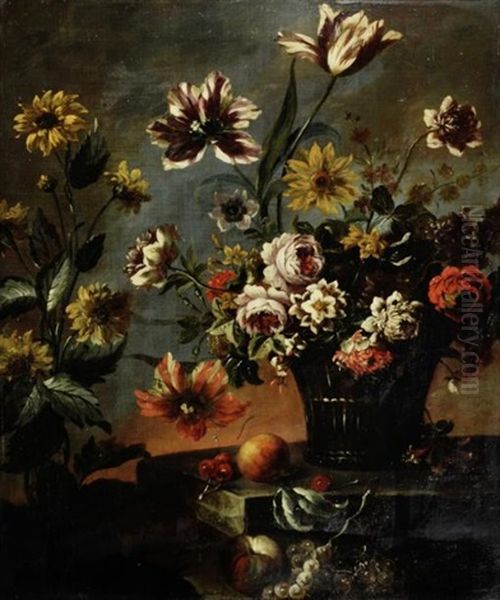 Corbeille De Fleurs Sur Un Entablement - view 1