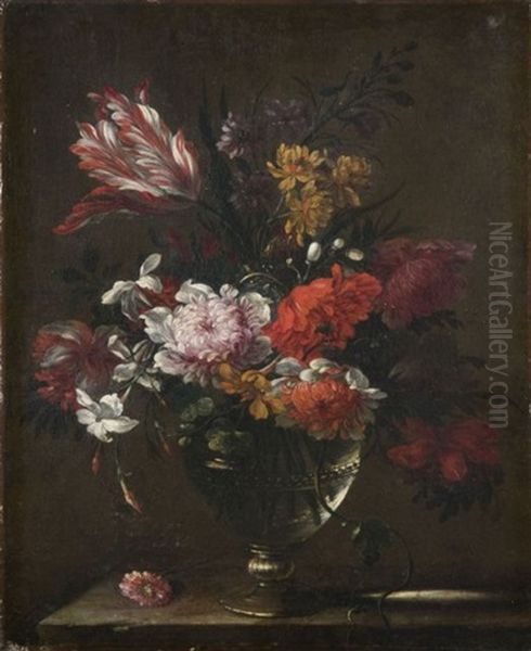 Bouquet De Fleurs Sur Un Entablement De Pierre - view 1