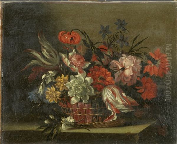 Stillleben Mit Blumen In Einem Korb - view 1