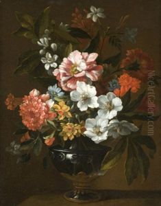 Bouquets De Fleurs Sur Un Entablement (pair)