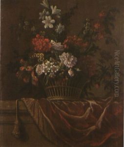 Nature Morte A La Corbeille De Fleurs Sur Un Entablement Nature Morte A La Corbeille De Fleurs Sur Un Entablement