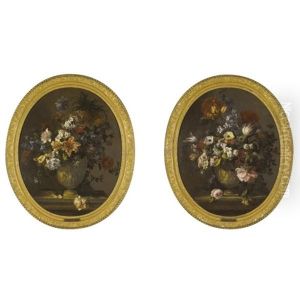 A Still Life With Carnations, Parrot Tulips, Forget-me-nots, And Lilies Of The Valley (+ A Still Life With Carnations, Parrot Tulips And Forget-me-nots; Pair) by Jean-Baptiste Monnoyer