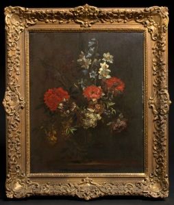 A Still Life With Chrysanthemums, Tulips, Hyacinths And Other Flowers In A Glass Vase On A Ledge (+ California Palace Of The Legion Of Honor, San Francisco, Reg., Verso) by Jean-Baptiste Monnoyer