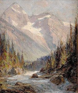 Pair Works Snow Capped Mountains Above River