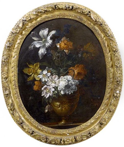 Vase De Fleurs Pose Sur Un Entablement - view 1