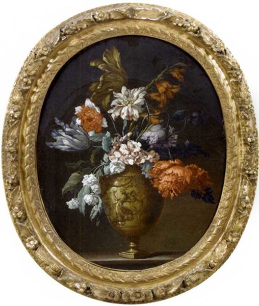 Vase De Fleurs Pose Sur Un Entablement - view 1