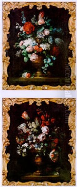 Still Life Of Pedestal Vase Filled With Flowers - view 1