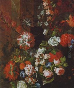 Blumenstraus Mit Nelken, Rosen, Wicken, Pfingstrosen Und Anderen Bluten by Jean-Baptiste Monnoyer