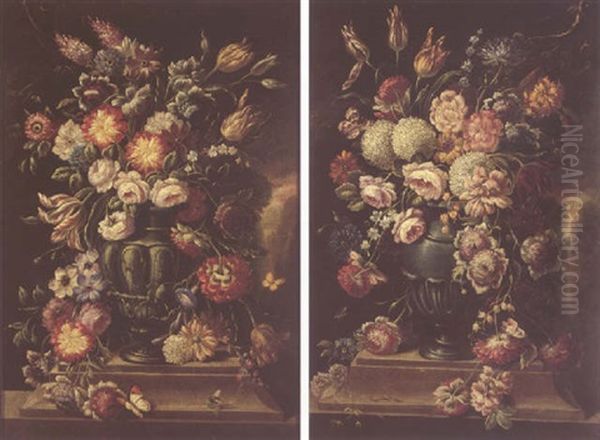 Floral Still Life In A Vase On A Stone Ledge - view 1
