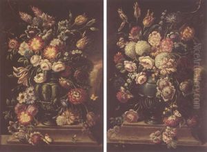 Floral Still Life In A Vase On A Stone Ledge by Jean-Baptiste Monnoyer