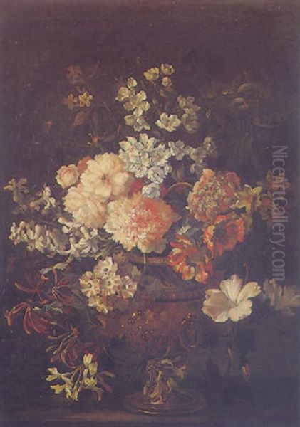 Still-life Of Roses, Carnations, Tulips, Narcissi, Hyacinths And Other Flowers In A Gilt Urn - view 1