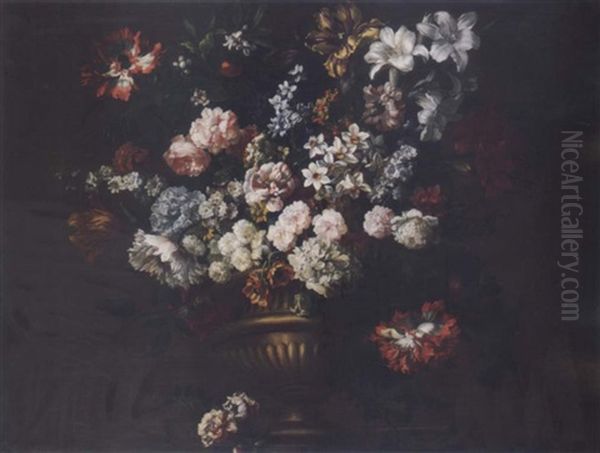 Still Life Of Flowers In A Stone Vase - view 1