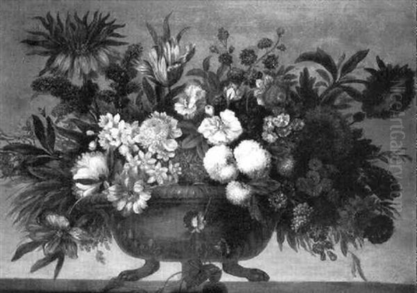 Still Life Of Mixed Flowers In An Urn - view 1
