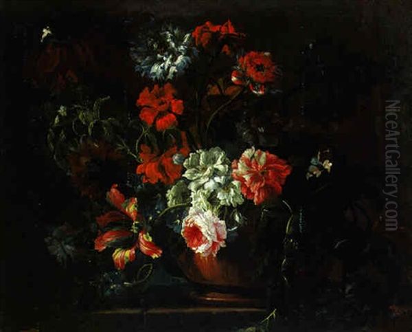 Composition Dans Un Vase Sur Un Entablement De Pierre - view 1