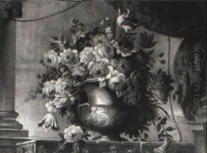 Flowers In An Urn On A Sculpted Ledge