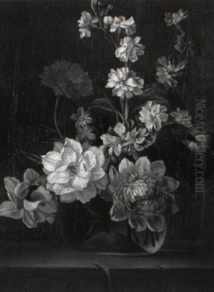 Flowers In A Vase On A Ledge - view 1