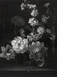 Flowers In A Vase On A Ledge Flowers In A Vase On A Ledge