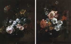 Vases De Fleurs Sur Un Entablement by Jean-Baptiste Monnoyer