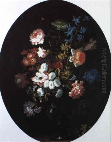Still Life With Roses And Other Flowers In A Vase On A Ledge - view 1