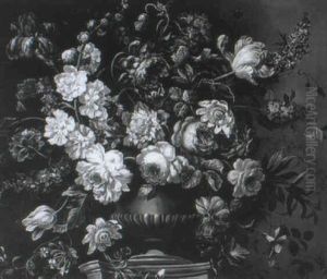 Roses, Carnations, Iris, Morning Glory And Other Flowers In An Urn On A Plynth by Jean-Baptiste Monnoyer