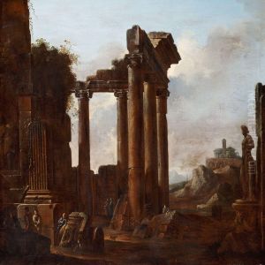 Italian Landscape With Antique Ruins by Ferdinando Galli Bibiena