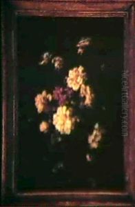 Still Life Of Flowers In A Glass Vase Upon A Ledge by Jean-Baptiste Monnoyer
