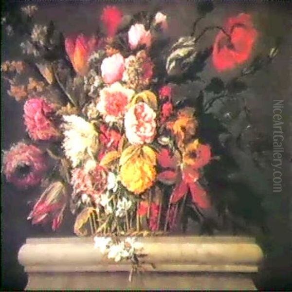 Corbeille De Fleurs Sur Un Entablement - view 1