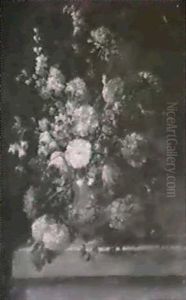 A Still Life Of Flowers On A Ledge