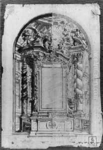 Entwurf Zu Einem Viersauligen Altar. by Francesco Galli Bibiena