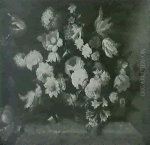Vase De Fleurs Sur Un Entablement De Marbre