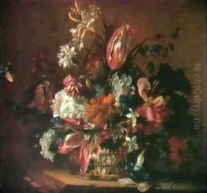 Corbeille De Fleurs Sur Des Entablements
