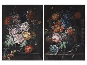 Blumenstilleben (+ Blumenstilleben; Pair) by Monogrammist F.R.