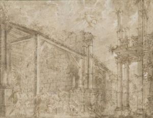 L'adoration Des Bergers Dans Une Architecture by Giuseppe Galli Bibiena