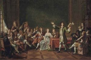 Moliere Lisant Sa Comedie Du Tartuffe Chez Ninon De Lenclos by Nicolas-Andre Monsiau