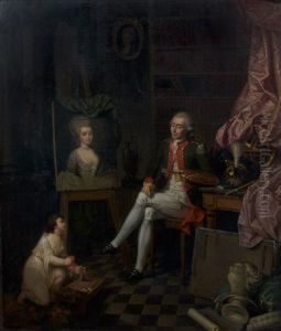 Un Militaire Achevant De Peindre Un Portrait De Femme