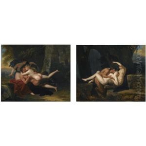 Landscapes With Nymphs And Satyrs Cavorting (pair) by Nicolas-Andre Monsiau