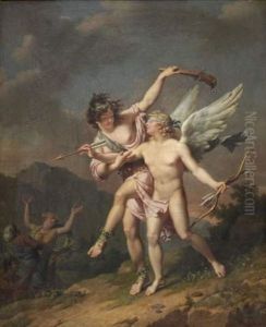 La Folie Conduisant L'amour by Nicolas-Andre Monsiau