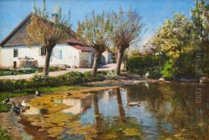 A Summer Day At The Farm - Lundby by Peder Mork Monsted
