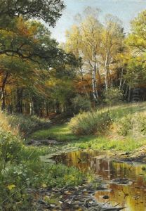 A Stream In The Forest, Early Autumn by Peder Mork Monsted