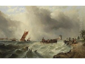 Fishing Boats Off Dordrecht by Alfred Montague