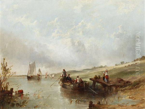 Dutch Landscape With Boats - view 1